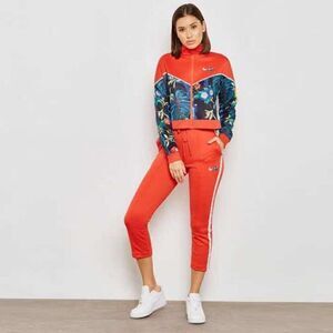 Nike Sportswear Red Floral Embroidered Skinny Track Pants